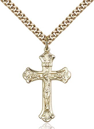 Gold Filled Crucifix with Fleur-de-lis Ends Pendant 0622GF/24G