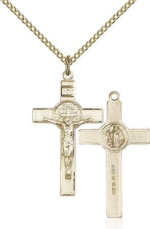 Gold Filled St. Benedict Medal Crucifix Pendant 0625GF/18GF