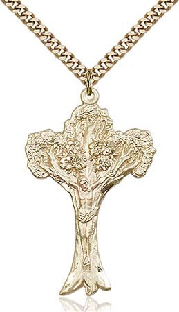 Gold Filled Tree of Life Crucifix Pendant 0633GF/24G