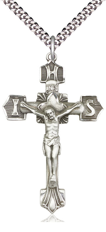 Sterling Silver IHS (Holy Name of Jesus) Crucifix Pendant 0637SS/24S