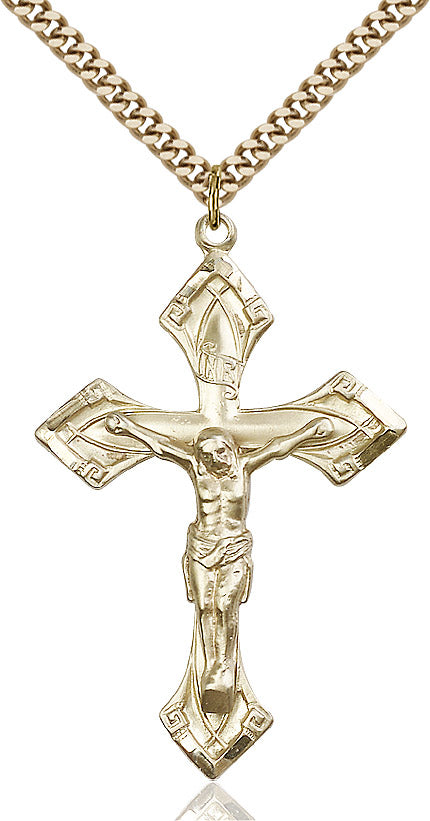 Gold Filled Leaf End Crucifix Pendant for Men 0638GF/24G