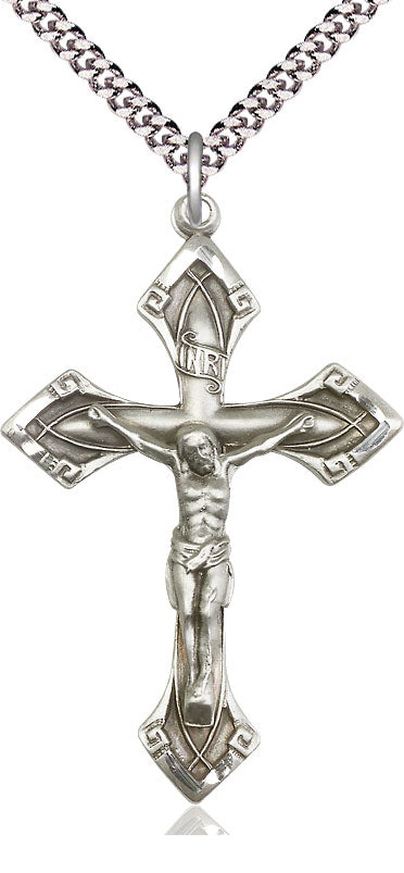 Sterling Silver Leaf End Crucifix Pendant 0638SS/24S