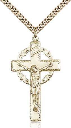 Gold Filled Halo Back Crucifix Pendant 0640GF/24G