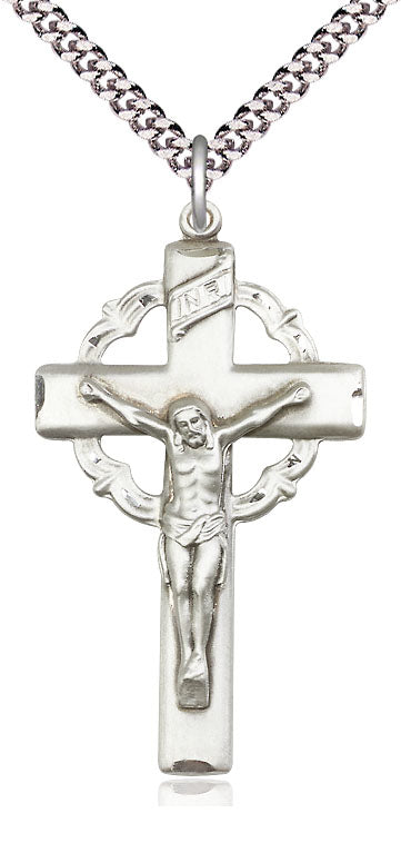 Sterling Silver Halo Back Crucifix Pendant 0640SS/24S