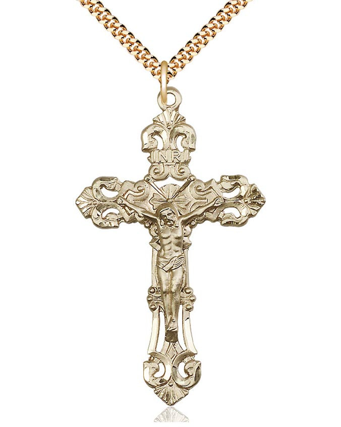 Gold Filled Large Ornate Crucifix Pendant 0648GF/24G