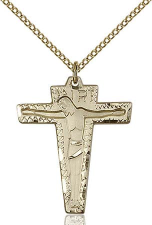 Gold Filled Primative Crucifix Pendant 0661GF/18GF