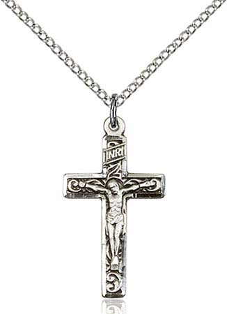 Sterling Silver Crucifix with Running Vine Pendant - Small 0673SS/18SS