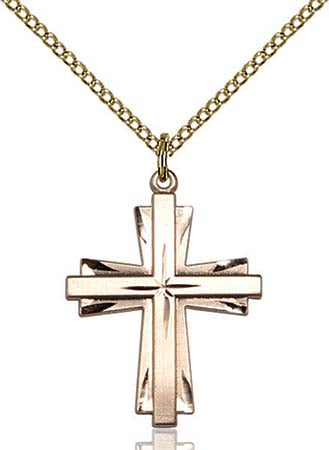 Gold Filled Double Cross with Starburst Center Pendant 0676YGF/18GF