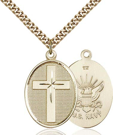 Gold Filled Cross / Navy Pendant 0783GF6/24G