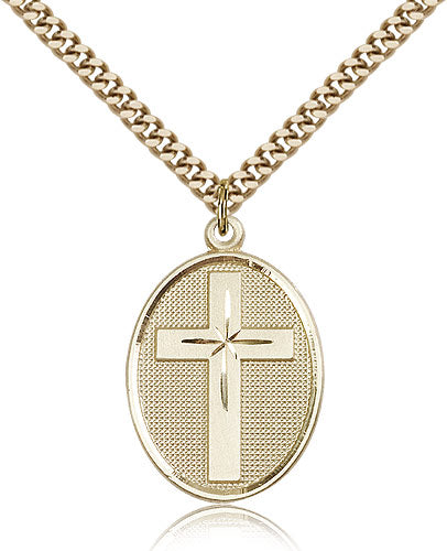 Gold Filled Oval Cross Pendant 0783GF24G