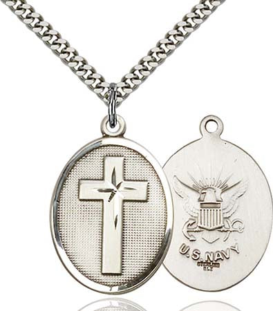 Sterling Silver Cross / Navy Pendant 0783SS6/24S