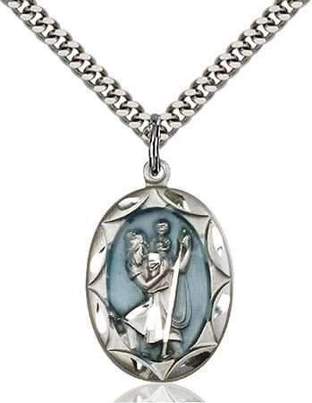Sterling Silver St. Christopher Pendant 0801ECSS/24S
