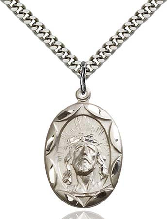 Sterling Silver Oval Ecce Homo Pendant 0801EHSS/24S