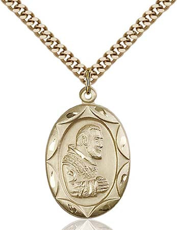 Gold Filled St. Pio of Pietrelcina Pendant 0801PIGF/24G