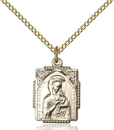 Gold Filled Rectangular Our Lady of Perpetual Help Pendant 0804HGF/18GF