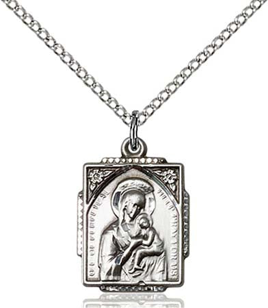 Sterling Silver Square Our Lady of Perpetual Help Pendant 0804HSS/18SS