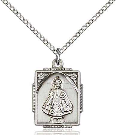Sterling Silver Infant of Prague Pendant - Rectangular 0804ISS/18SS