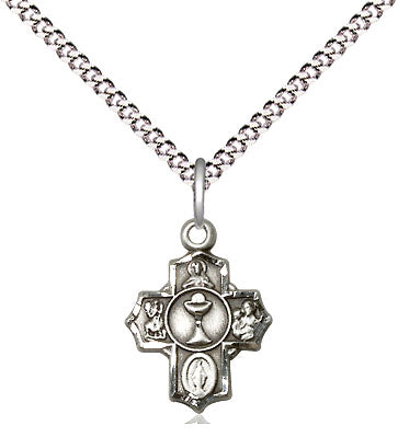 Petite Sterling 5 Way Communion Cross Medal 0890SS/16S