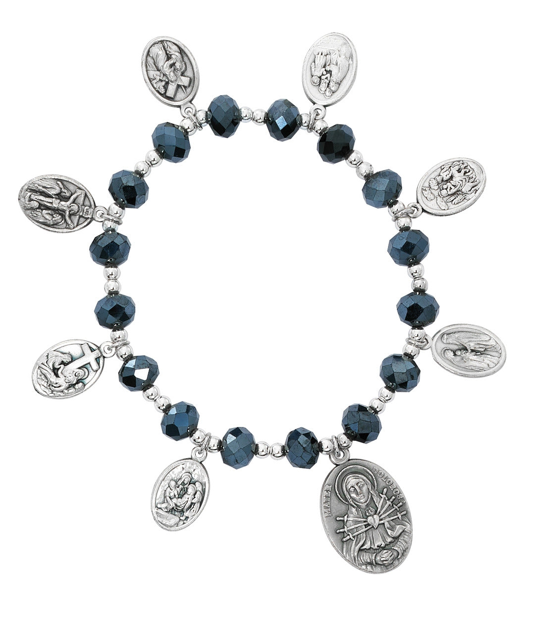Seven Sorrows Black Aurora Bead Bracelet