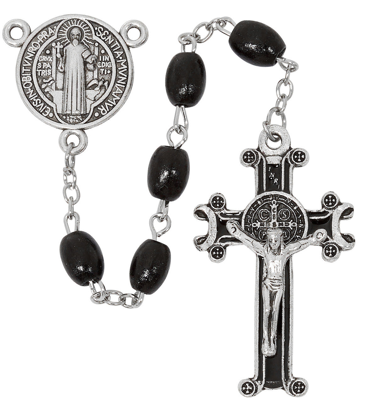 Black Wood St Benedict Italian Rosary P559R