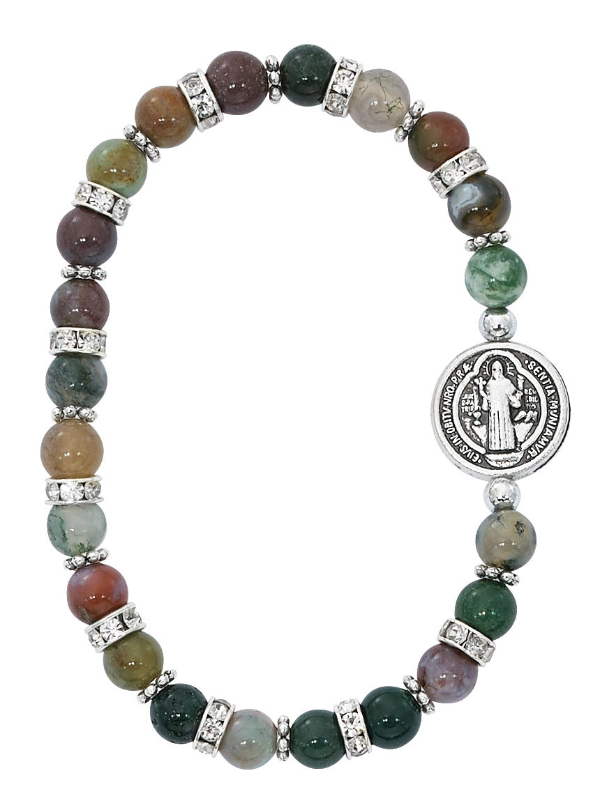 India Agate St Benedict Stretch Bracelet BR150