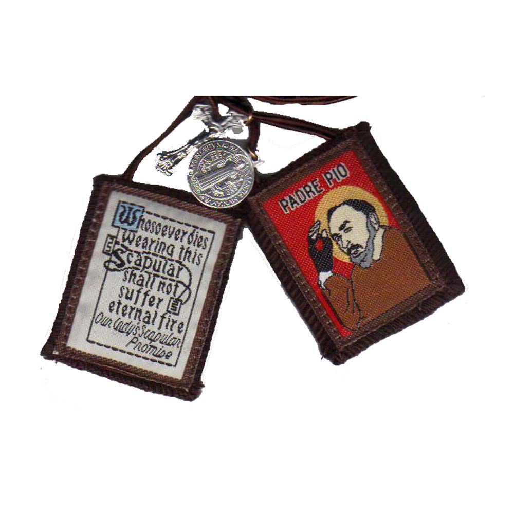St. Pio (Padre) of Pietrelcina Brown Scapular - includes St, Benedict Jubilee Me