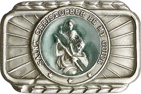 Blue Epoxy Antique Silver St. Christopher Visor Clip 1021EV