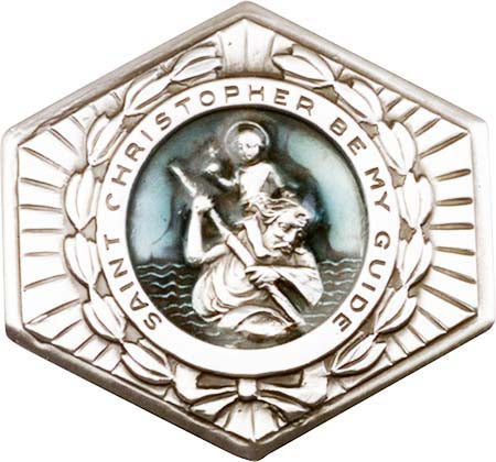 Blue Epoxy Antique Silver St. Christopher Visor Clip 1022EV