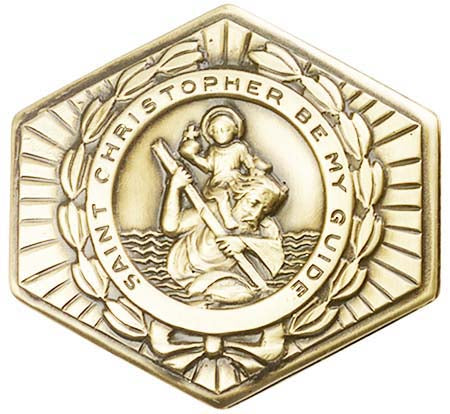 Antique Gold St. Christopher Visor Clip 1022VG