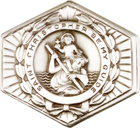 Antique Silver St. Christopher Visor Clip 1022V