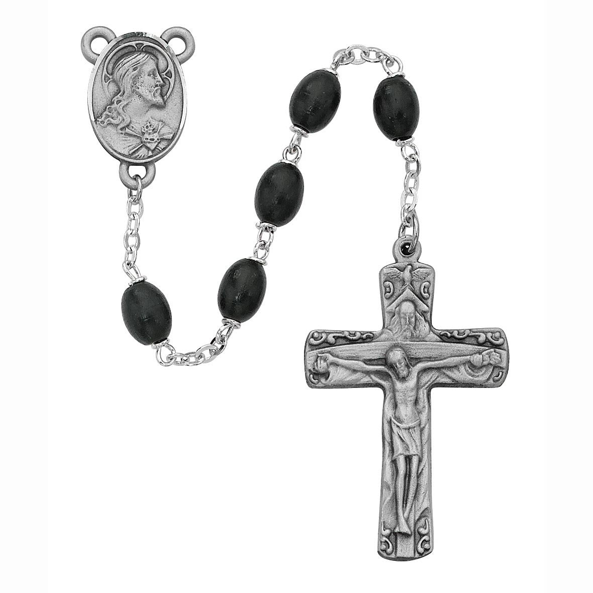 Deluxe Black Wood Trinity Rosary for Men