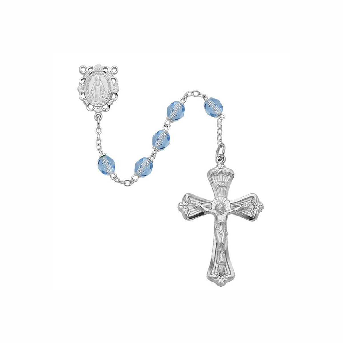 6mm Rosary with Blue Crystal Beads & Crucifix 880-ZRKF
