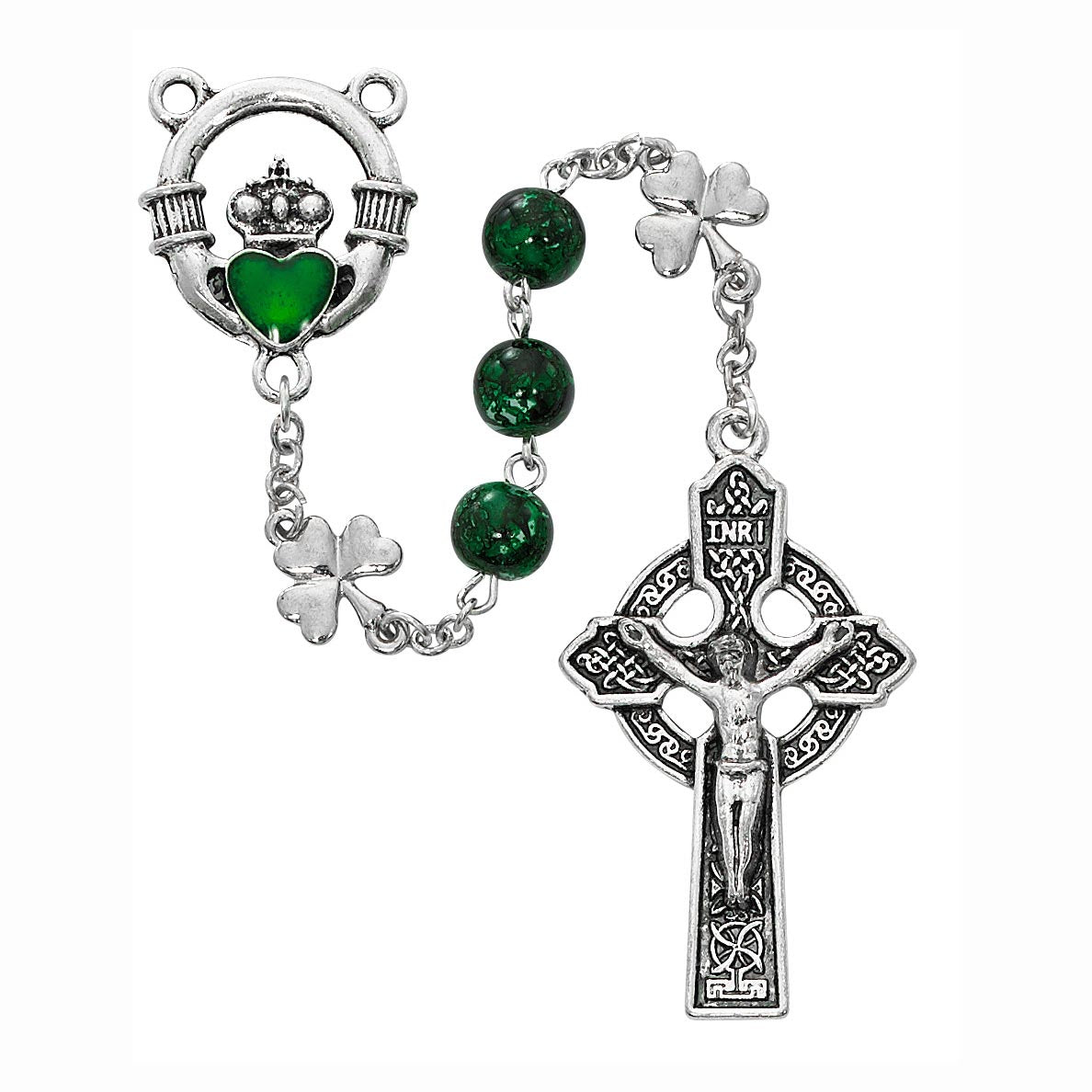 Irish Claddagh & Shamrock Rosary R650F