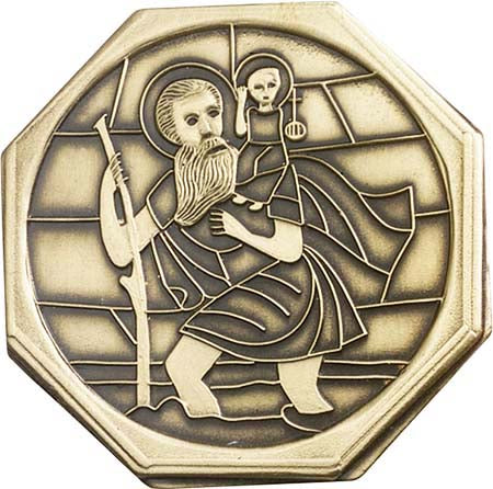 Antique Gold St. Christopher Octagon Visor Clip 1028VG