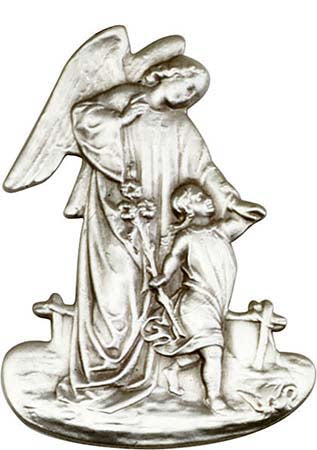Antique Silver Guardian Angel Visor Clip 1029V