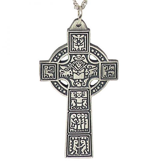 2.5 inch High Cross Celtic Design on 24 inch Chain