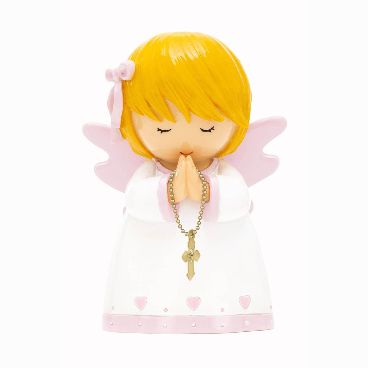 Little Drops of Water Pink Guardian Angel with Rosary Figure