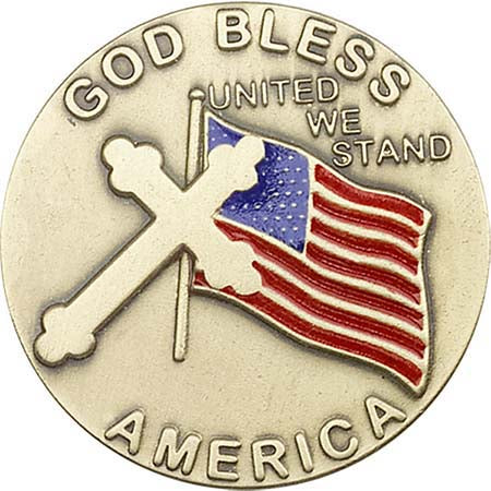 Antique Gold God Bless America Visor Clip 1038VG