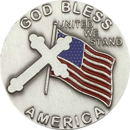 Antique Silver God Bless America Visor Clip 1038V