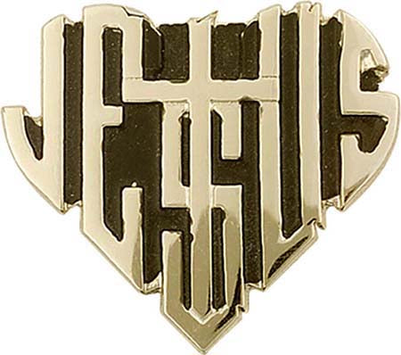 Antique Gold "Jesus" Heart Shaped Visor Clip 1044VG