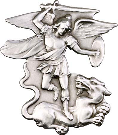 Antique Silver St Michael Figure Visor Clip 1045V