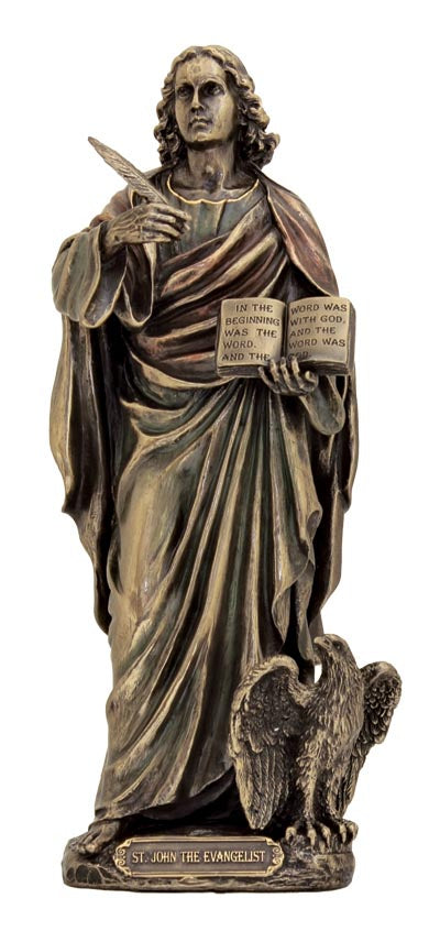 Saint John the Evangelist Bronze Finish Statue - 8-1/2 inches tall