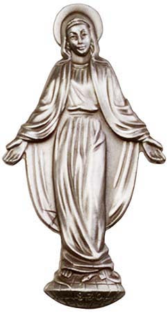 Antique Silver Our Lady of Grace Figure Visor Clip 1047V