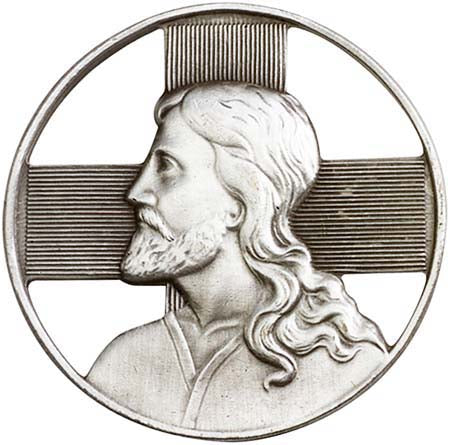 Antique Silver Jesus Visor Clip 1048V