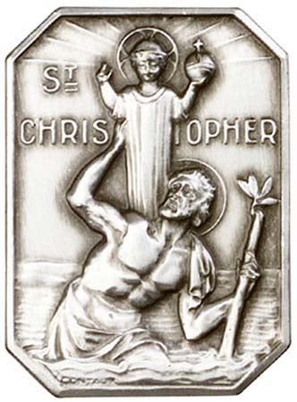 Antique Silver Vintage St. Christopher Visor Clip 1049V