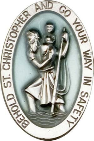 Oval Antique Silver St. Christopher Visor Clip 1051EV