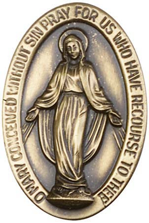 Antique Gold Miraculous Medal Visor Clip 1052VG