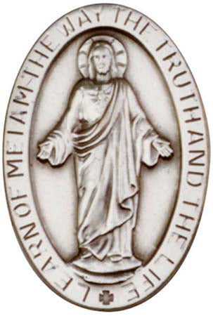 Antique Silver Scapular Oval Visor Clip 1053V