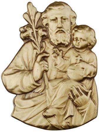 Antique Gold St. Joseph with Child Figure Visor Clip 1059VG