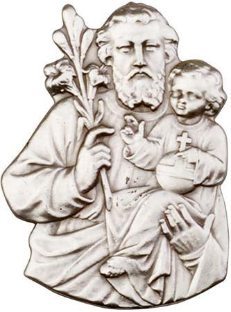 Antique Silver St. Joseph with Child Figure Visor Clip 1059V